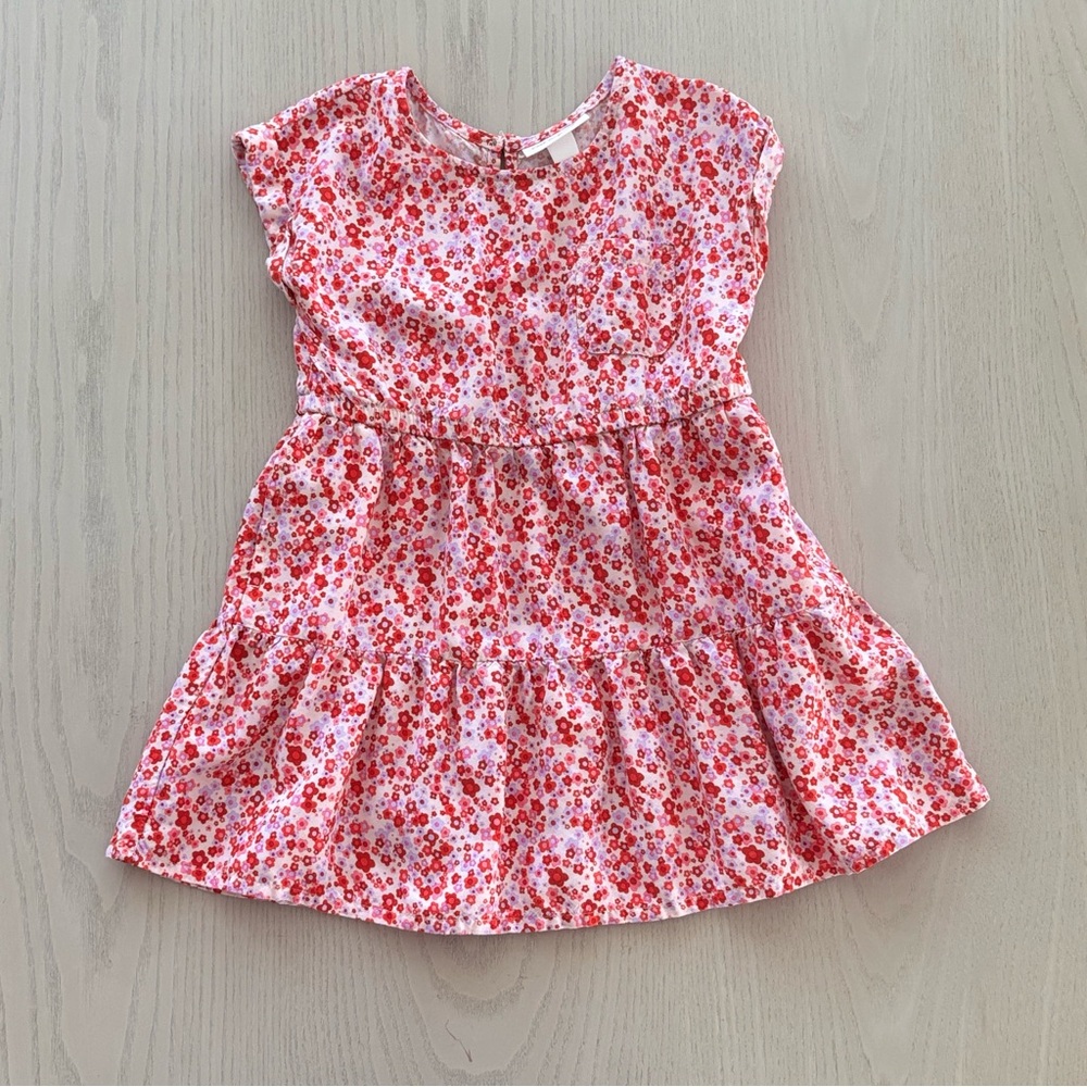 Cat & Jack Floral Red, Pink and Purple Kids Dress